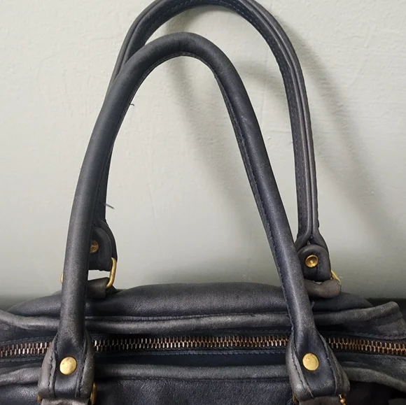 Vintage Coach Soft Satchel 4055 Navy Leather Double Handles 0210-918 early 1990s